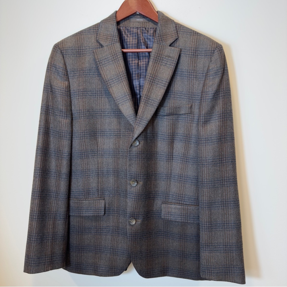 Joseph Abboud Men’s Brown Single Breasted Blazer Sport Casual Classic Checked